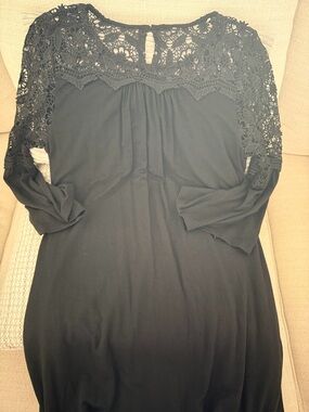 Black Lace Long Bell Sleeve Dress